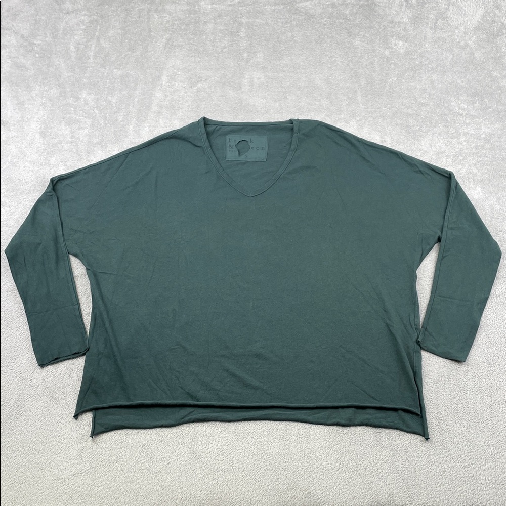 NEW Frank & Eileen S Lab Tee Long Sleeve Deep Green V-Neck Tee
